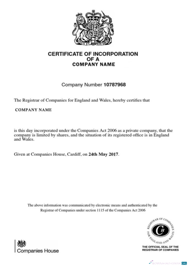 Download United Kingdom Certificate of Incorporation Photoshop template
